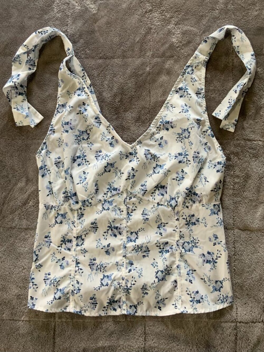 No Frills Los Angeles Size 1X Blue Floral Baby Doll Tank Top (1175)